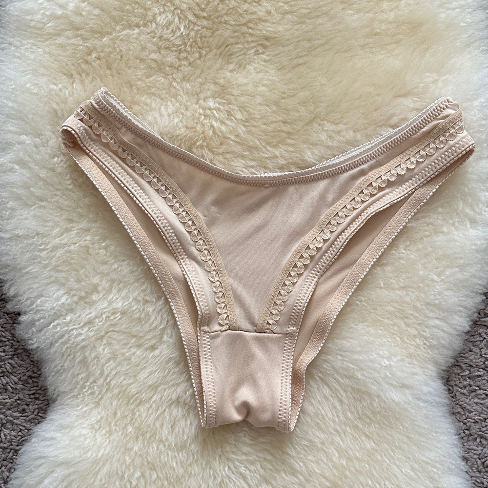 Paris Pink Beige Lace Trim Bikini Bottom